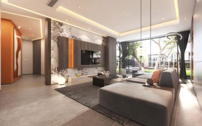 现代客厅3D模型下载